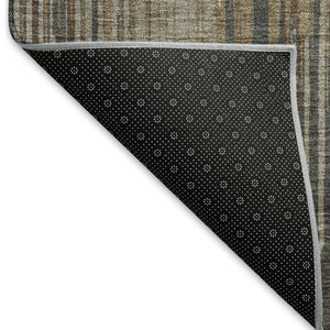 HomeRoots 8' X 10' Taupe and Beige Striped Washable Area Rug - Durable, Stain Resistant, UV Protected Design! 671040