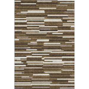 HomeRoots 5' X 8' Brown And Ivory Striped Area Rug - Durable, Washable, UV-Protected for Homes with Kids & Pets 671050