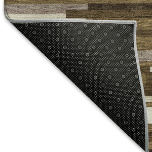 HomeRoots 5' X 8' Brown And Ivory Striped Area Rug - Durable, Washable, UV-Protected for Homes with Kids & Pets 671050