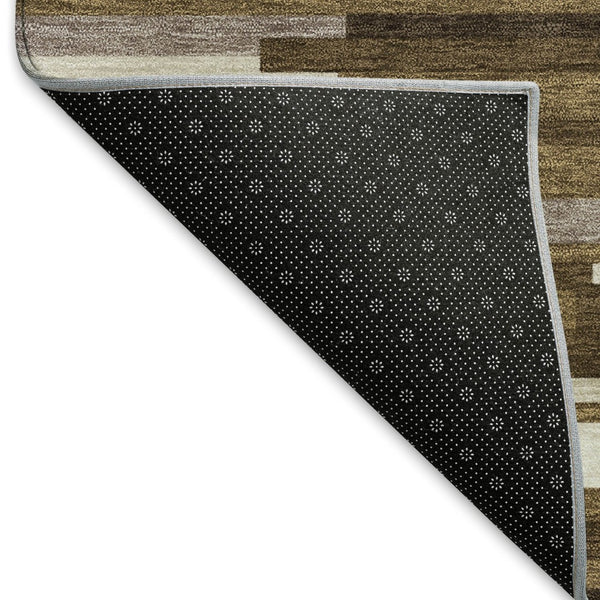 HomeRoots 5' X 8' Brown And Ivory Striped Area Rug - Durable, Washable, UV-Protected for Homes with Kids & Pets 671050