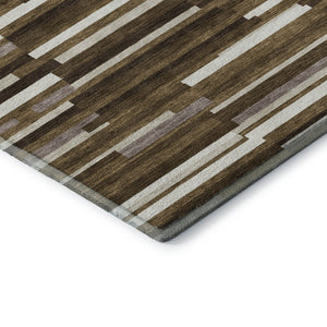HomeRoots 5' X 8' Brown And Ivory Striped Area Rug - Durable, Washable, UV-Protected for Homes with Kids & Pets 671050