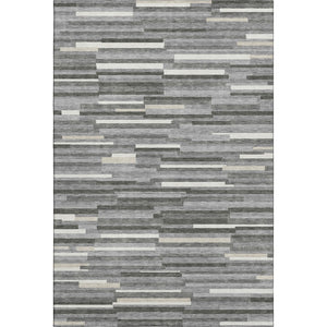 HomeRoots 9' X 12' Gray and Ivory Striped Area Rug - Durable, Machine-Washable with UV Protection for Any Space 671059