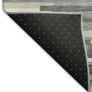 HomeRoots 10' X 14' Gray and Ivory Striped Washable Area Rug – Durable, UV-Protected, Perfect for High-Traffic Spaces 671060