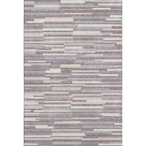 HomeRoots 9' X 12' Lavender and Ivory Striped Area Rug – Durable, Washable, UV Protected for Modern Living Spaces 671065