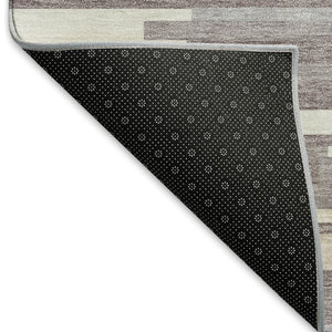 HomeRoots 9' X 12' Lavender and Ivory Striped Area Rug – Durable, Washable, UV Protected for Modern Living Spaces 671065