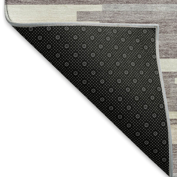 HomeRoots 9' X 12' Lavender and Ivory Striped Area Rug – Durable, Washable, UV Protected for Modern Living Spaces 671065