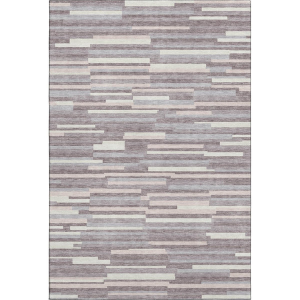 HomeRoots 10' Lavender & Ivory Striped Washable Area Rug - UV Protected, Stain Resistant, Perfect for Family Rooms! 671066