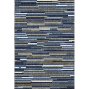 HomeRoots 8' X 10' Navy Blue, Ivory & Gray Striped Area Rug - Durable, Washable, UV Resistant for Homes 671070