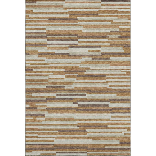 HomeRoots 10' X 14' Rust Ivory & Beige Striped Washable Area Rug - UV Protected, Durable & Stylish for Homes 671084