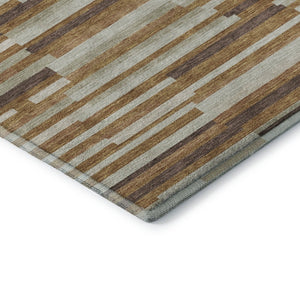 HomeRoots 10' X 14' Rust Ivory & Beige Striped Washable Area Rug - UV Protected, Durable & Stylish for Homes 671084