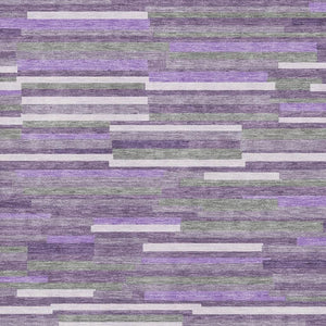 HomeRoots 9' X 12' Striped Purple Ivory Gray Washable Area Rug – Durable, UV-Protected, Easy-Care for Homes 671089