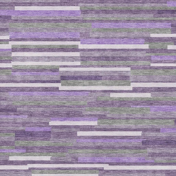 HomeRoots 9' X 12' Striped Purple Ivory Gray Washable Area Rug – Durable, UV-Protected, Easy-Care for Homes 671089