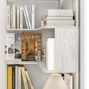 English Elm 90cm L-shaped Corner Bookcase Five Tier Open Shelving Unit for Home Office W2899P444149