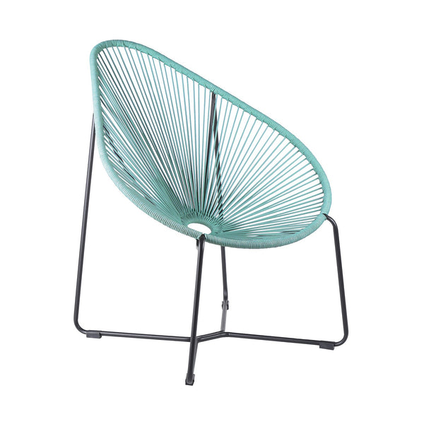 English Elm Lirren Steel Papasan Lounge Chair with Woven Rope Seat, Indoor/Outdoor Durable Design, No Assembly Required Green B2736P354307