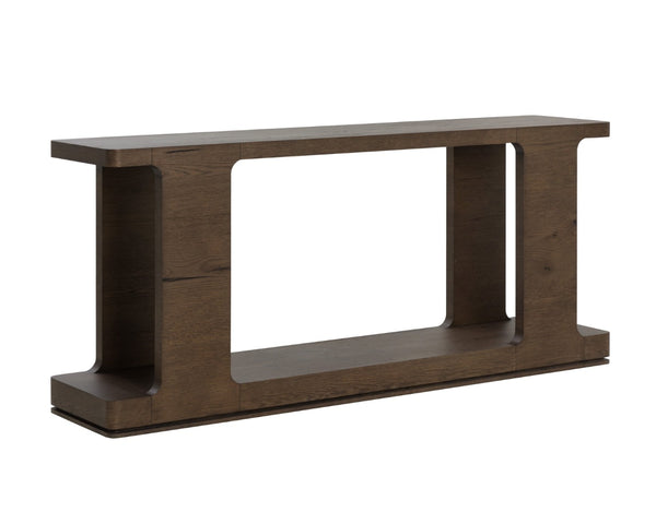Sunpan HERCULES Console Table - Sculptural Design with Reclaimed Oak, Perfect for Entryways and Living Rooms Aged Brown 112531