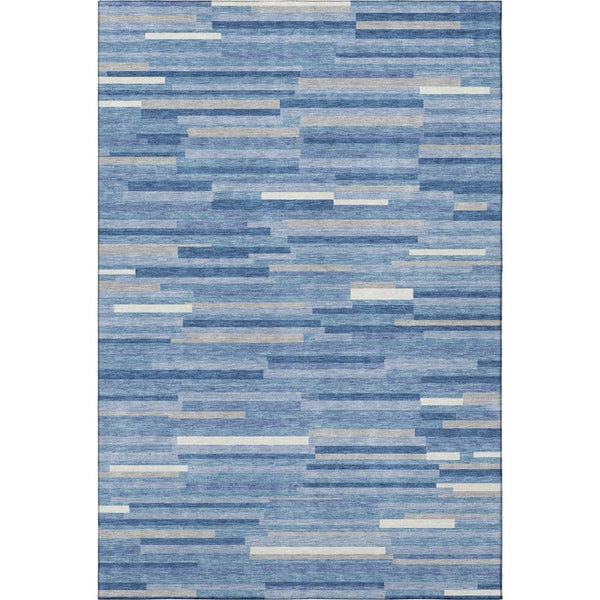 HomeRoots 9' X 12' Stylish Sky Blue Striped Area Rug with UV Protection, Stain Resistance & Easy Care Solutions 671101