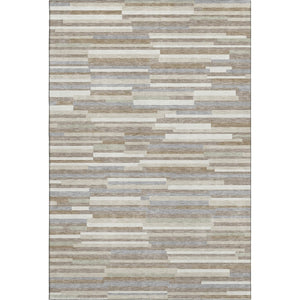 HomeRoots 9' X 12' Stylish Taupe Ivory and Gray Striped Area Rug – Washable, UV Protected, Durable Design! 671107