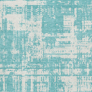 HomeRoots 5' X 8' Aqua And Ivory Abstract Area Rug - Washable, UV Protected, Durable Design for Modern Homes 671116