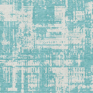 HomeRoots 9' X 12' Aqua & Ivory Abstract Area Rug - Washable, UV Protected, Durable for High-Traffic Homes 671119