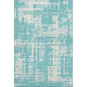 HomeRoots 10' X 14' Aqua and Ivory Abstract Area Rug - Durable, Washable, UV-Protected for Modern Spaces 671120