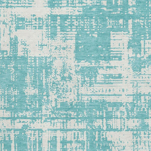 HomeRoots 10' X 14' Aqua and Ivory Abstract Area Rug - Durable, Washable, UV-Protected for Modern Spaces 671120