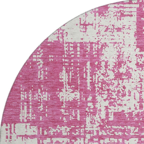 HomeRoots 8' Blush and Ivory Abstract Round Rug - Durable, Washable, UV-Protected for Stylish, Busy Homes 671123