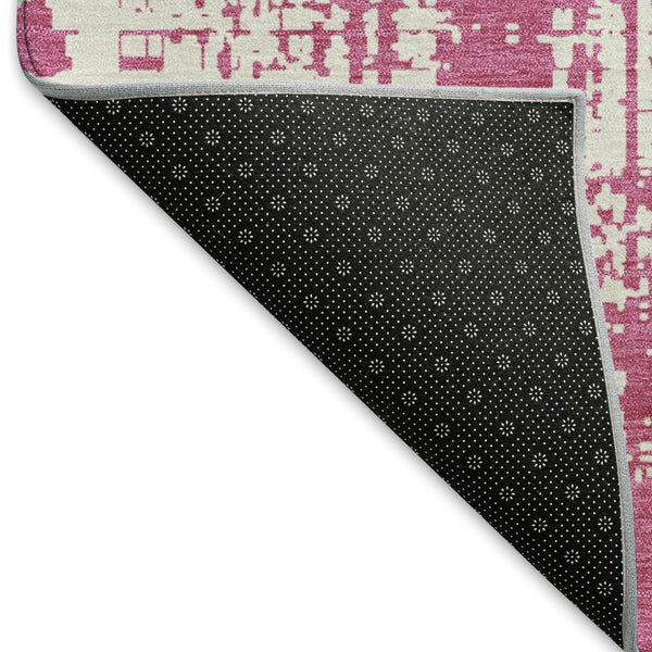 HomeRoots 8' X 10' Blush & Ivory Abstract Washable Area Rug - UV Protected, Durable, Stylish for Modern Spaces 671124