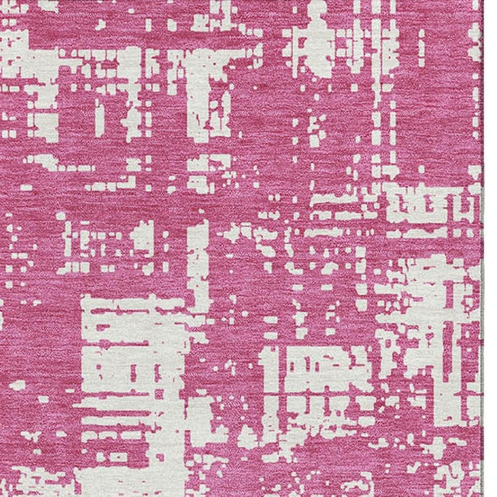 HomeRoots 8' X 10' Blush & Ivory Abstract Washable Area Rug - UV Protected, Durable, Stylish for Modern Spaces 671124