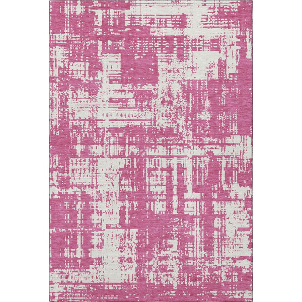 HomeRoots 8' X 10' Blush & Ivory Abstract Washable Area Rug - UV Protected, Durable, Stylish for Modern Spaces 671124