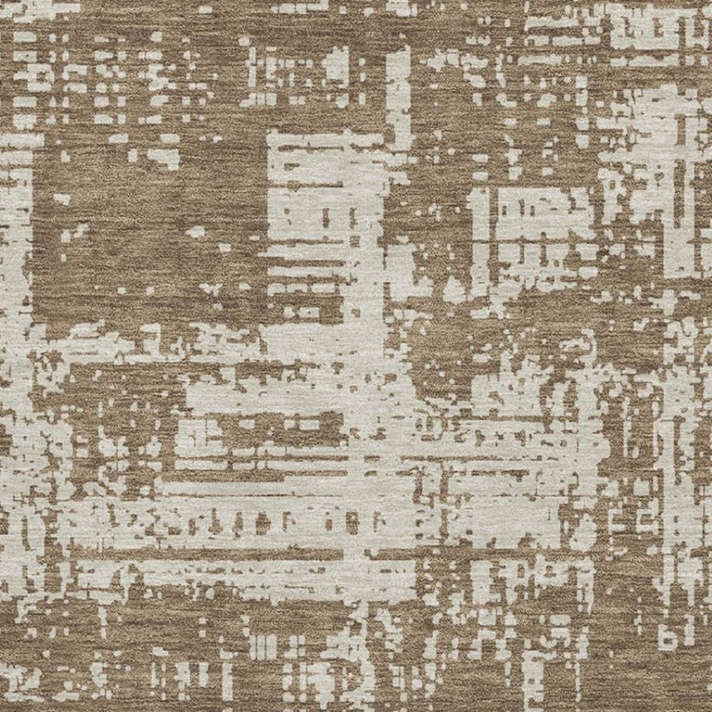 HomeRoots 5' X 8' Abstract Washable Area Rug in Brown & Beige – Stain Resistant, UV Protected, Soft & Stylish 671128