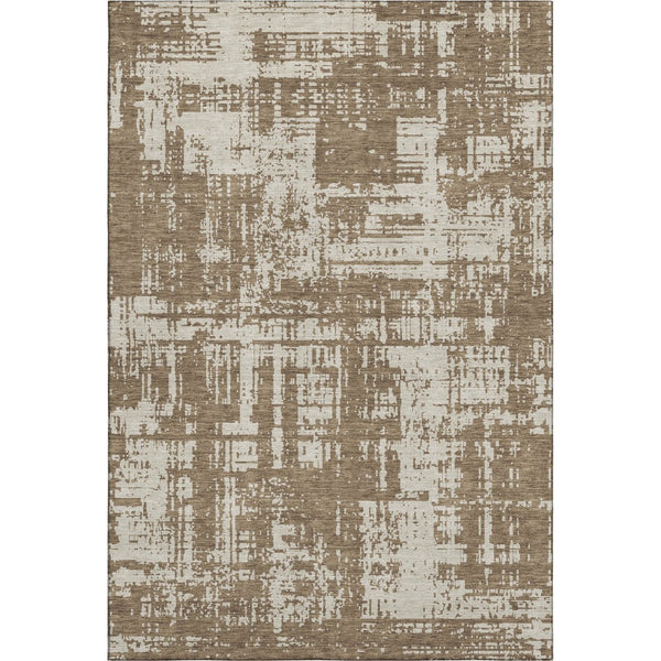 HomeRoots 8' X 10' Brown and Beige Abstract Washable Area Rug - Durable, Stylish, UV-Protected for Modern Homes 671130