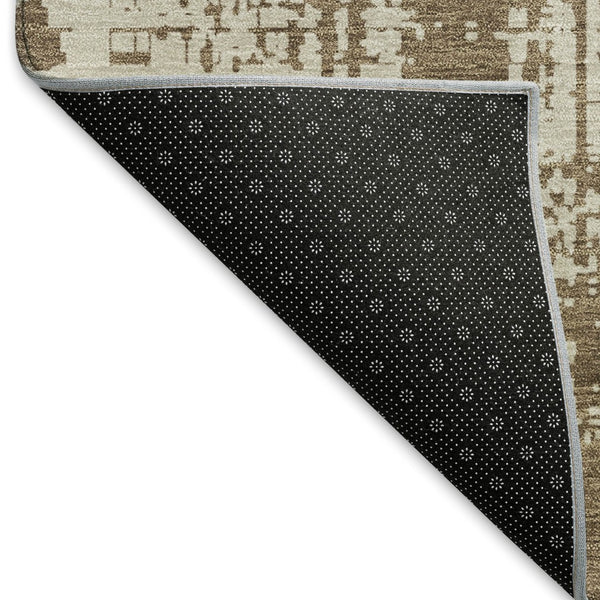 HomeRoots 8' X 10' Brown and Beige Abstract Washable Area Rug - Durable, Stylish, UV-Protected for Modern Homes 671130