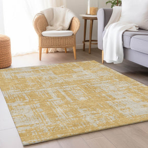HomeRoots 9' X 12' Elegant Gold and Beige Abstract Washable Area Rug with UV Protection for Active Homes 671137