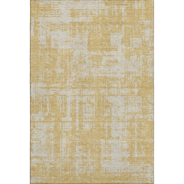 HomeRoots 9' X 12' Elegant Gold and Beige Abstract Washable Area Rug with UV Protection for Active Homes 671137