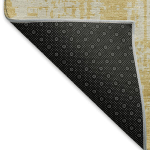 HomeRoots 9' X 12' Elegant Gold and Beige Abstract Washable Area Rug with UV Protection for Active Homes 671137