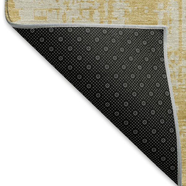 HomeRoots 9' X 12' Elegant Gold and Beige Abstract Washable Area Rug with UV Protection for Active Homes 671137