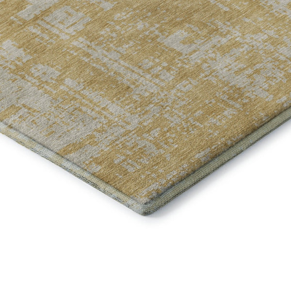 HomeRoots 9' X 12' Elegant Gold and Beige Abstract Washable Area Rug with UV Protection for Active Homes 671137