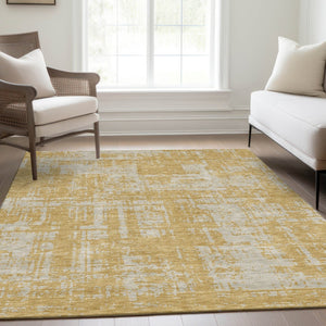 HomeRoots 9' X 12' Elegant Gold and Beige Abstract Washable Area Rug with UV Protection for Active Homes 671137