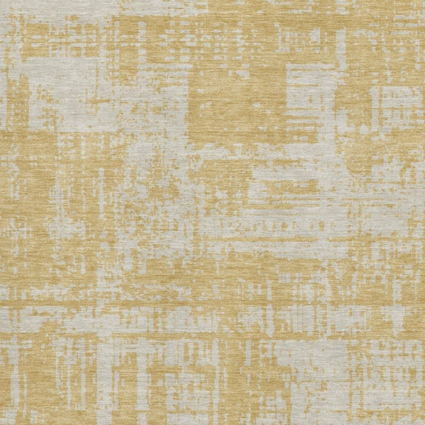 HomeRoots 9' X 12' Elegant Gold and Beige Abstract Washable Area Rug with UV Protection for Active Homes 671137