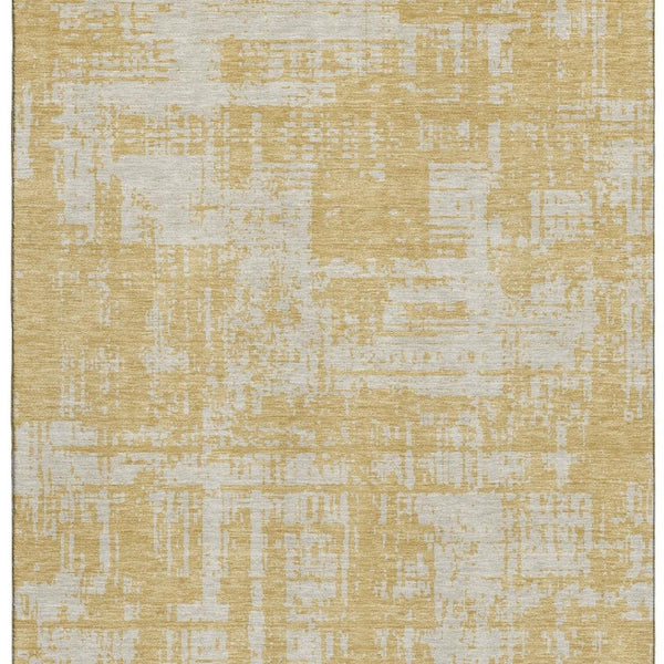 HomeRoots 9' X 12' Elegant Gold and Beige Abstract Washable Area Rug with UV Protection for Active Homes 671137