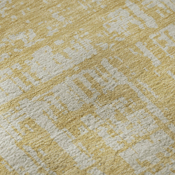 HomeRoots 10' X 14' Gold and Beige Abstract Washable Area Rug - Stylish, Stain Resistant, UV Protected Design 671138