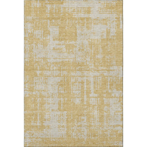 HomeRoots 10' X 14' Gold and Beige Abstract Washable Area Rug - Stylish, Stain Resistant, UV Protected Design 671138