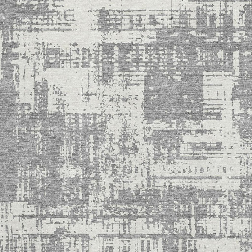 HomeRoots 5' X 8' Stylish Gray and Ivory Abstract Area Rug – Washable, UV Protected, Perfect for Family Spaces! 671140