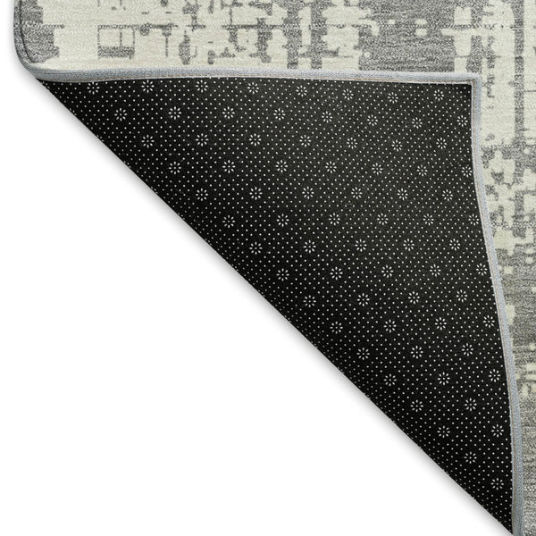 HomeRoots 8' X 10' Gray & Ivory Abstract Washable Area Rug – Durable, UV-Protected, Modern Design for Homes 671142
