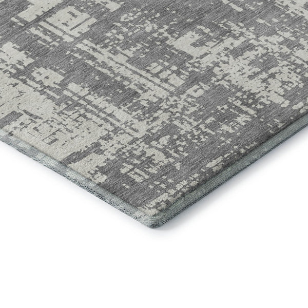 HomeRoots 8' X 10' Gray & Ivory Abstract Washable Area Rug – Durable, UV-Protected, Modern Design for Homes 671142