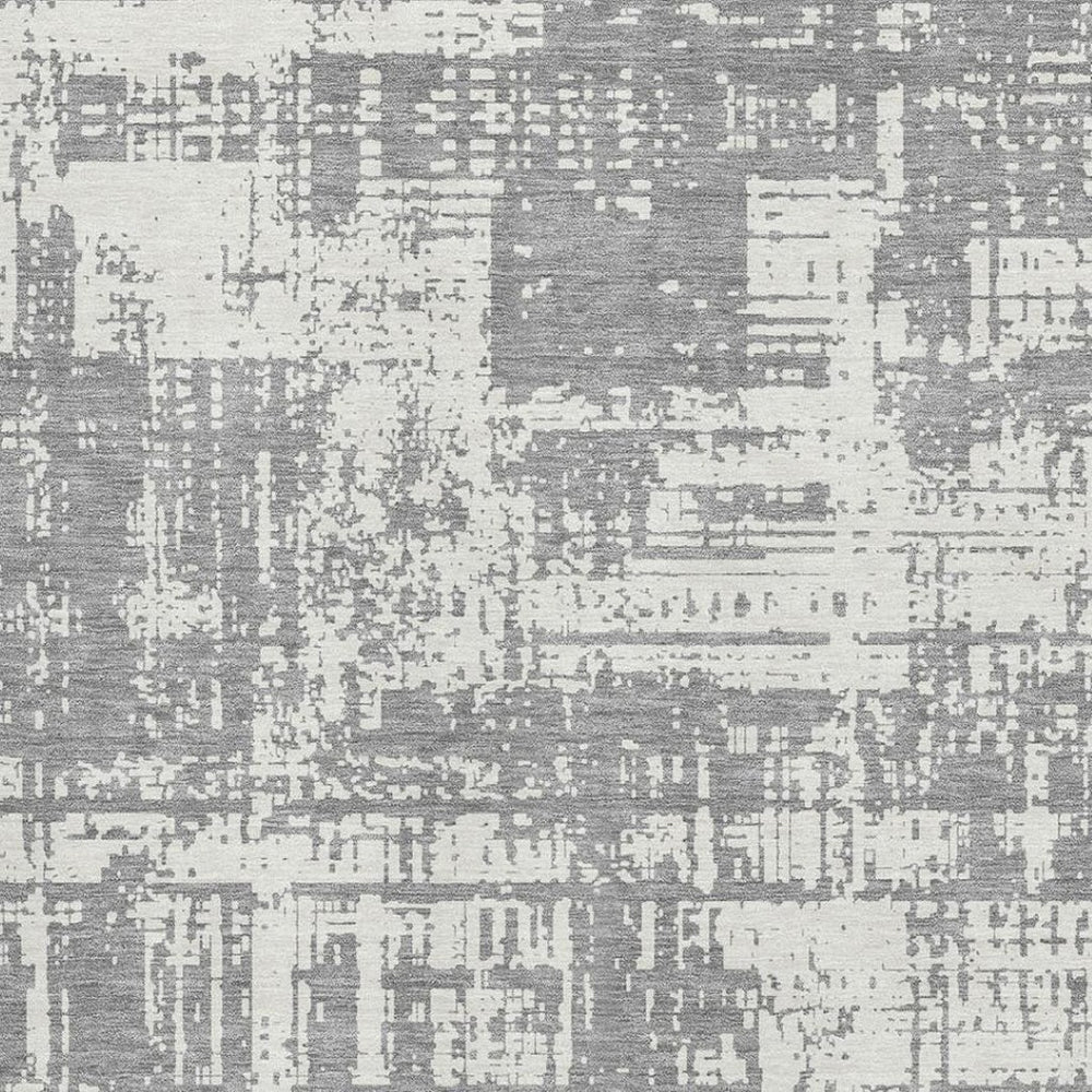 HomeRoots 8' X 10' Gray & Ivory Abstract Washable Area Rug – Durable, UV-Protected, Modern Design for Homes 671142