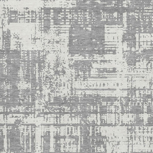 HomeRoots 8' X 10' Gray & Ivory Abstract Washable Area Rug – Durable, UV-Protected, Modern Design for Homes 671142