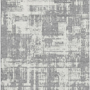 HomeRoots 8' X 10' Gray & Ivory Abstract Washable Area Rug – Durable, UV-Protected, Modern Design for Homes 671142
