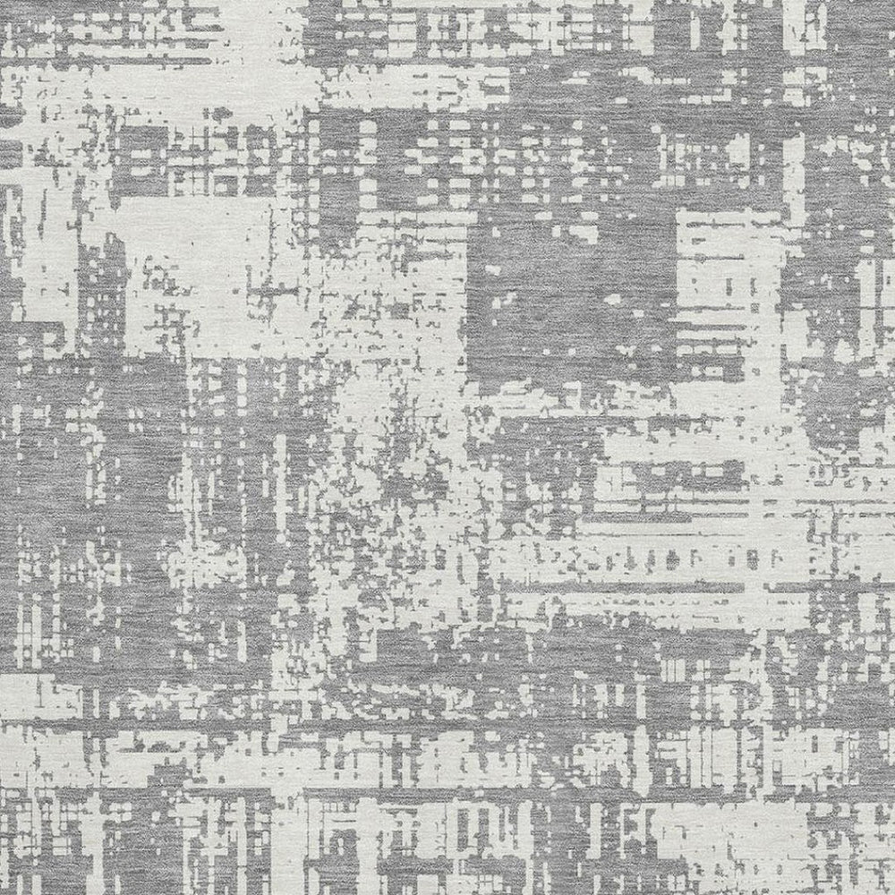 HomeRoots 9' X 12' Gray and Ivory Abstract Area Rug - Stylish, Washable, UV-Protected for High-Traffic Spaces 671143