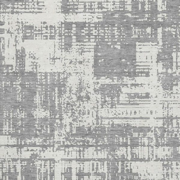 HomeRoots 9' X 12' Gray and Ivory Abstract Area Rug - Stylish, Washable, UV-Protected for High-Traffic Spaces 671143